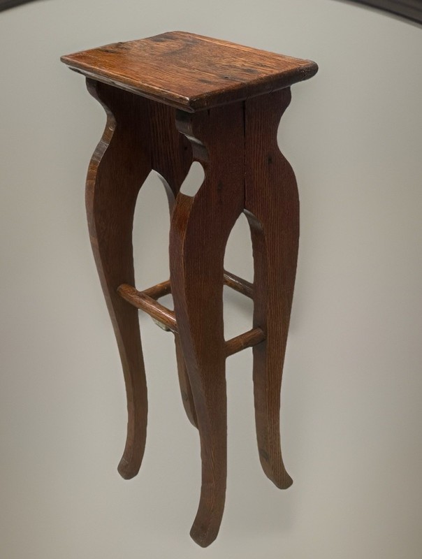 Vintage Oak Plant Stand Pedestal Table 23”h x 9.5”l x 7”d gallery