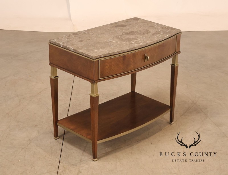 Johnathan Charles 'Barcelona' Marble Top Walnut Nightstand gallery