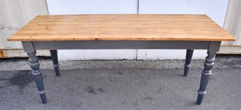 Pine Painted Base Turned Leg Farmhouse Table, Reproduction gallery
