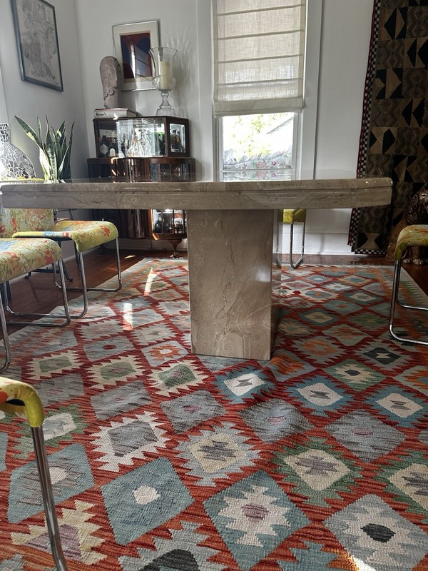 1970s Italian Postmodern Travertine Marble Dining Table Rectangular gallery