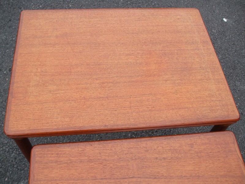 Vintage Danish teak nest of tables, mid century era, fast economy delivery gallery
