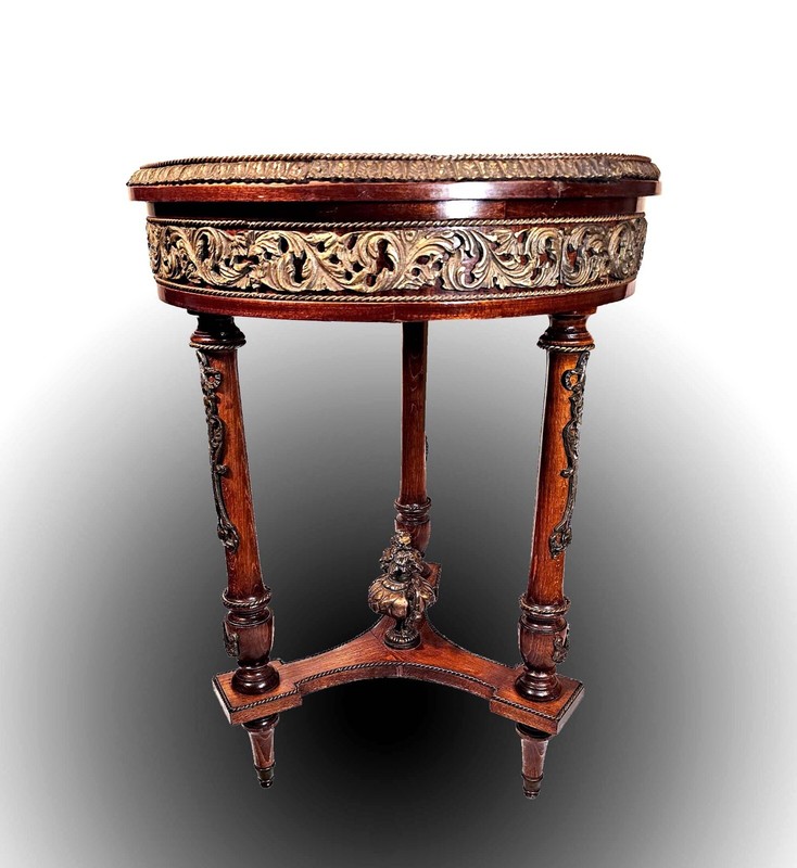 Neoclassical Style Mahogany Parquetry Gueridon with Ormolu