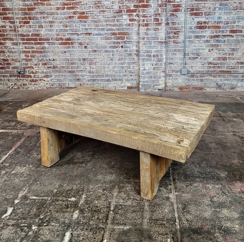 Antique Rustic Heavy Wood Coffee Table gallery