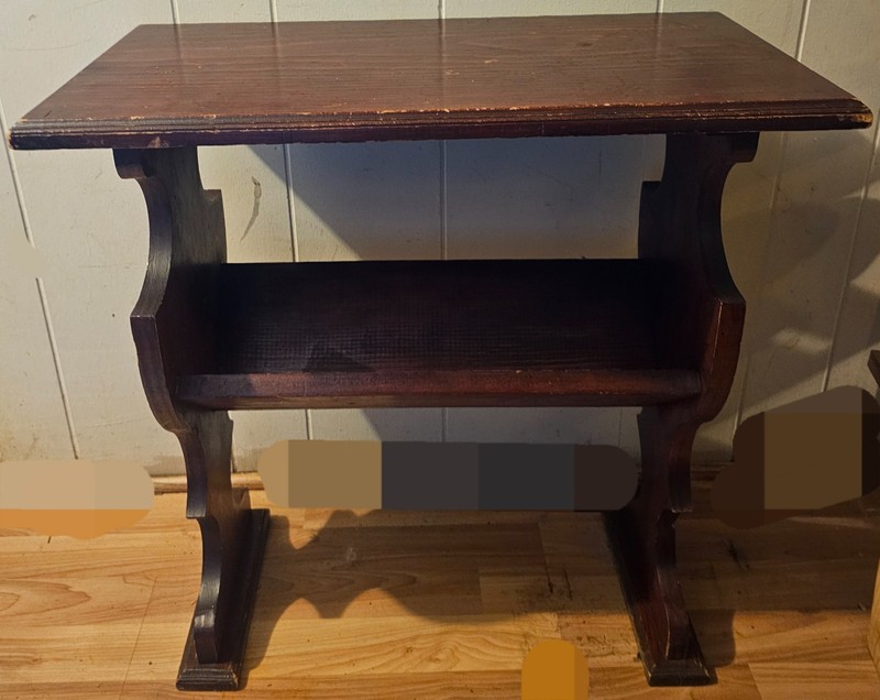 Vintage Solid Wood Bookshelf Side Table Library Book Trough / Plant Stand ?