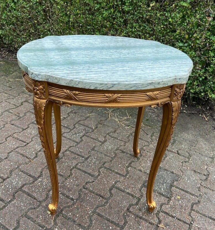 Side Table 19thC French Louis XVI Gold Leaf Marble Antique Decor gallery