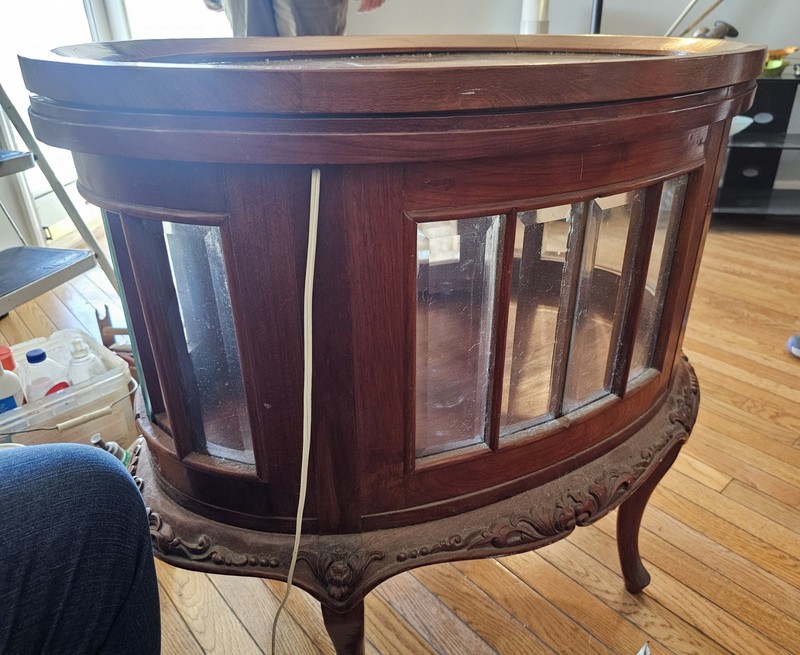 Vintage Queen Anne Style Oval Virtue Display Cabinet/End Table gallery