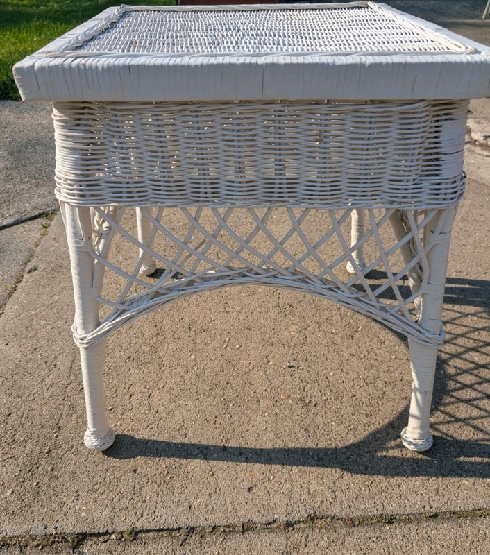 Vintage Ornate Woven White Rattan and Wicker gallery