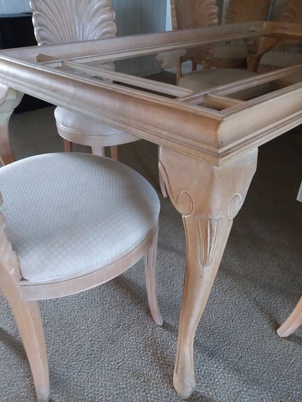 Hollywood Regency Vintage Shell Back Dining Table , 8 Chairs And Table gallery