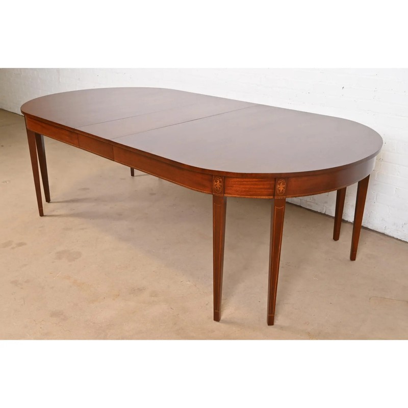 Kindel Furniture Federal Inlaid Mahogany Extension Dining Table, Refinished