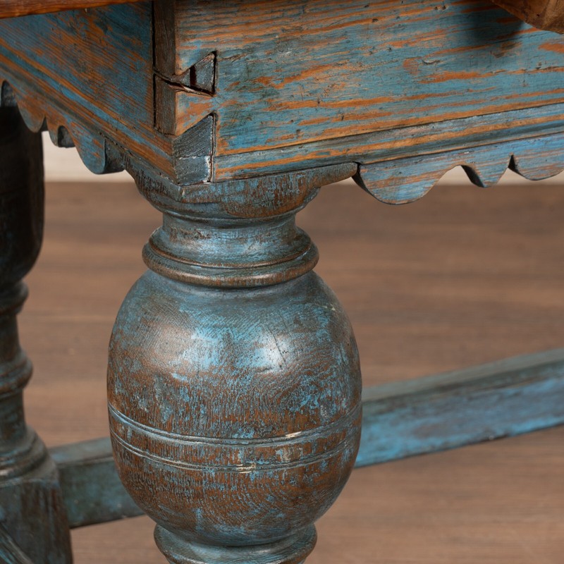 18th Century Blue Painted Library Refectory Table Console, Denmark gallery