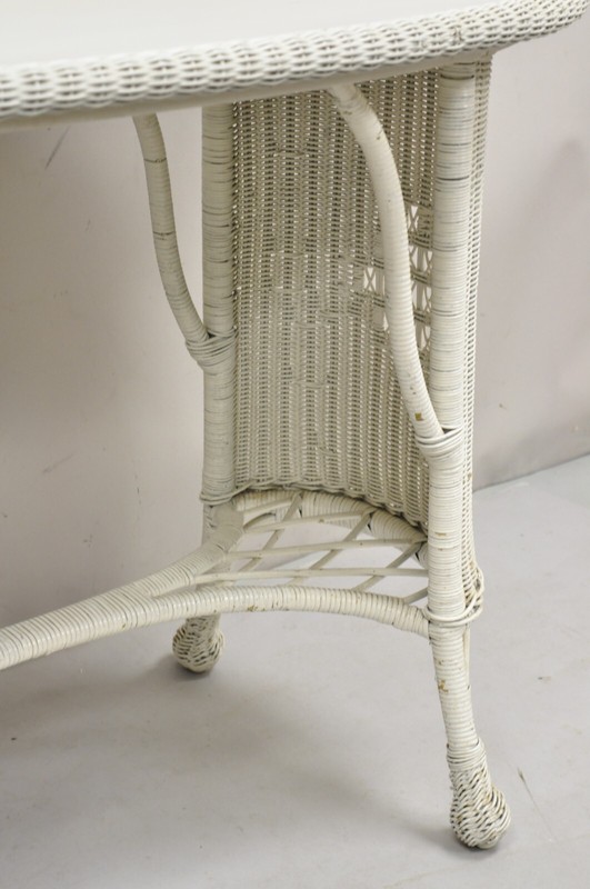Antique Victorian White Wicker Rattan Console Hall Side Table gallery