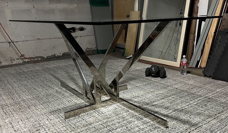 Dining table-Nickel Plated Brass-Mid century Vintage-architectural modern Style gallery