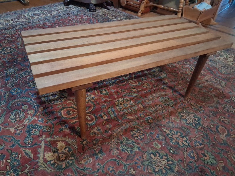 Vintage MCM slat Table Slatted Bench Petite Coffee Table