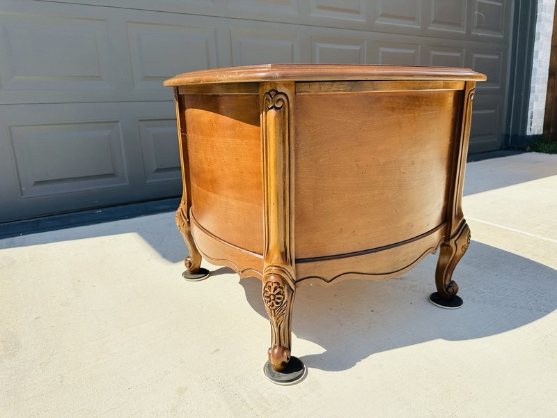 Beautiful Vintage French Provincial Maple Drum Table W/ Screened Window Doors gallery