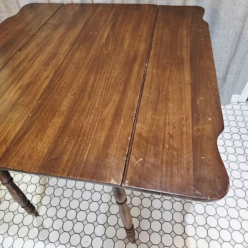 Antique Walnut Drop Leaf Table c1920 Pull-Out Brace Farmhouse Solid Wood gallery