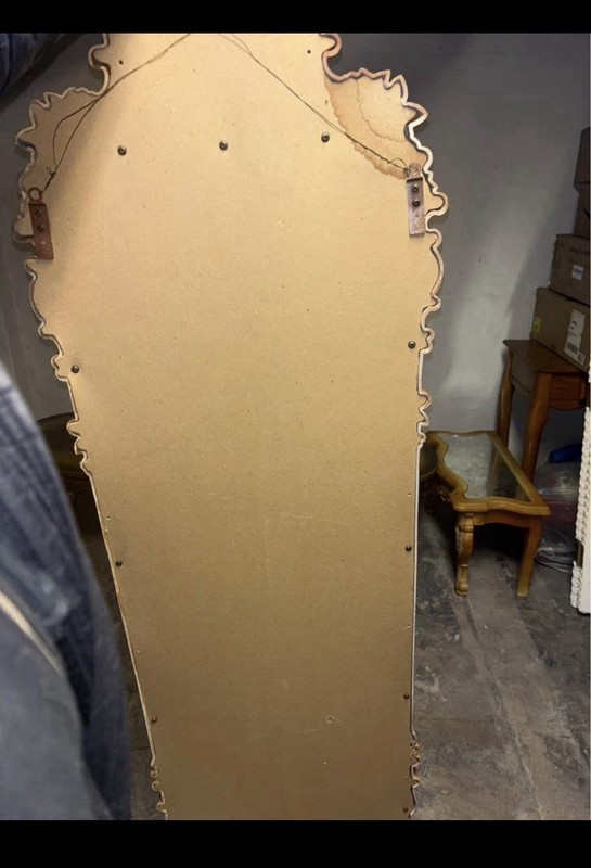 vintage Italian Provincial French Rococo style carved wood table w/ mirror gallery