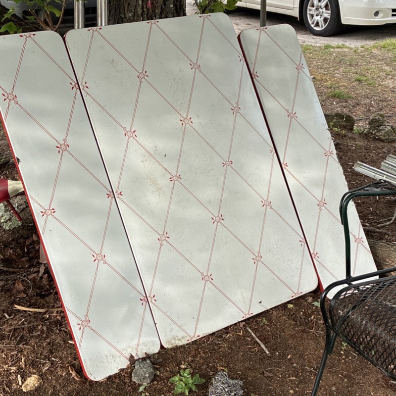 Antique retro Kitchen Table Red White porcelain top gallery