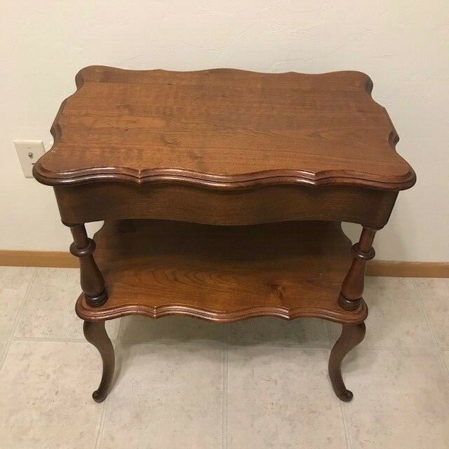 Antique Mahogany Flip-Top Game Table Two Tier with Louis XV Turned Legs gallery