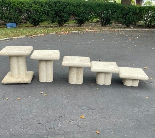Postmodern Cast Faux Coral Stone Square Top Nesting Tables gallery