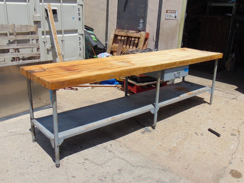 Vtg Industrial Chef Butcher Block Island Stainless WorkStation Table 120x30 gallery