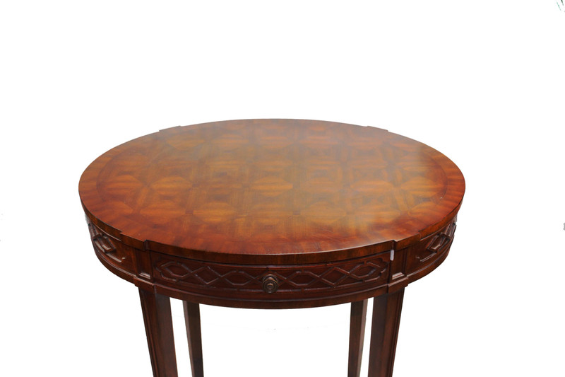 Regency Finished Mahogany and Parquetry Oval Occasional Table gallery