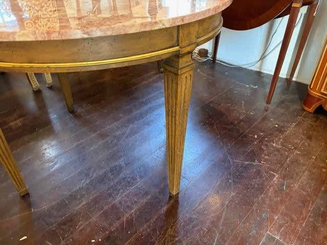 Italian Round Marble Top Center Table Squar Tapered Legs gallery