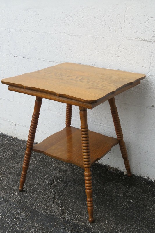 Early 1900s Tiger Oak Carved Large Side End Center Table 2607 gallery