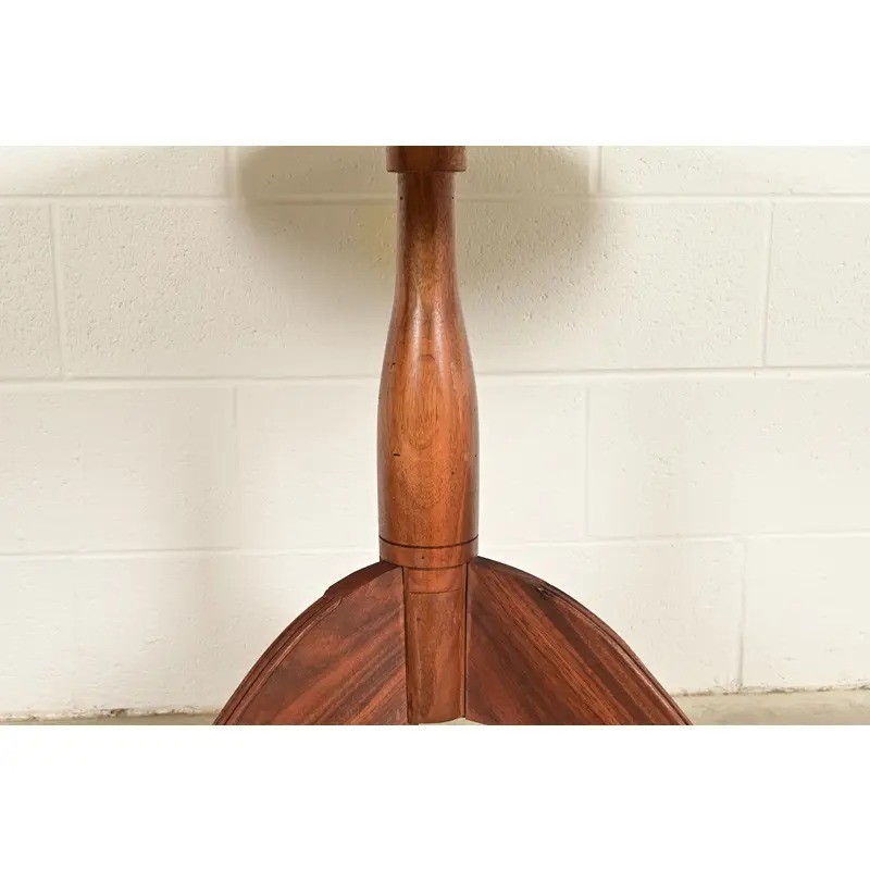 Early American Bench Made Sculpted Solid Walnut Pedestal Tea Table or Side Table gallery