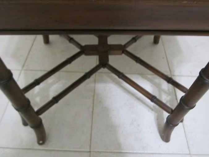 Hollywood Regency Faux Bamboo Chinoiserie Chippendale Style Coffee Table Wood gallery