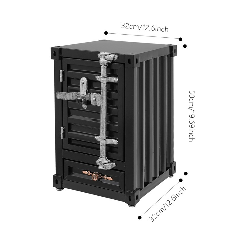 Industrial Metal Container Side Table Side Table with Drawer Container Cabinet gallery