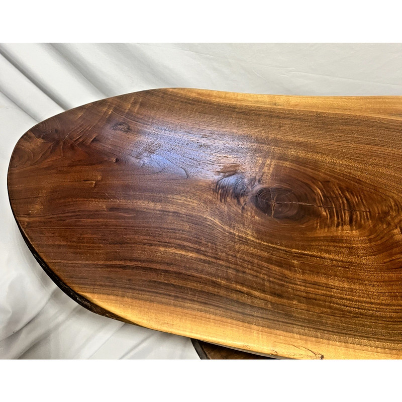 Live Edge Burl Side Table on Stump 24tallx50longx13-18wide Natural Wood Vintage gallery