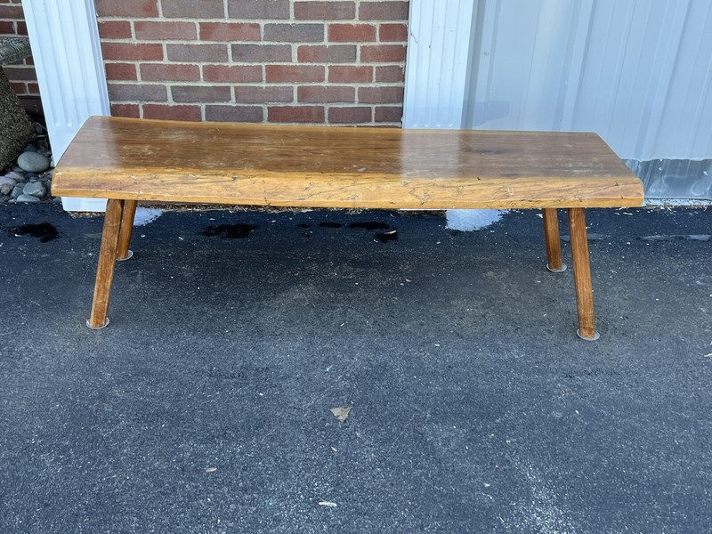 Rustic Coffee Table With Peg Legs Mid Century Modern Solid Wood 57” Long Narrow gallery