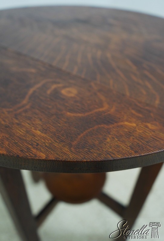 F63851EC: L&JG STICKLEY Antique Round Mission Oak Lamp Table gallery