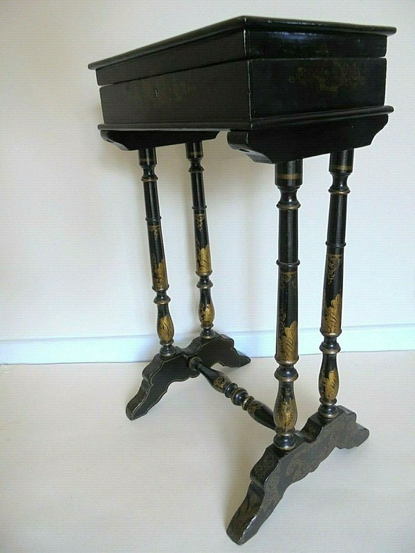 Antique French Sewing Work Box Table.. gallery