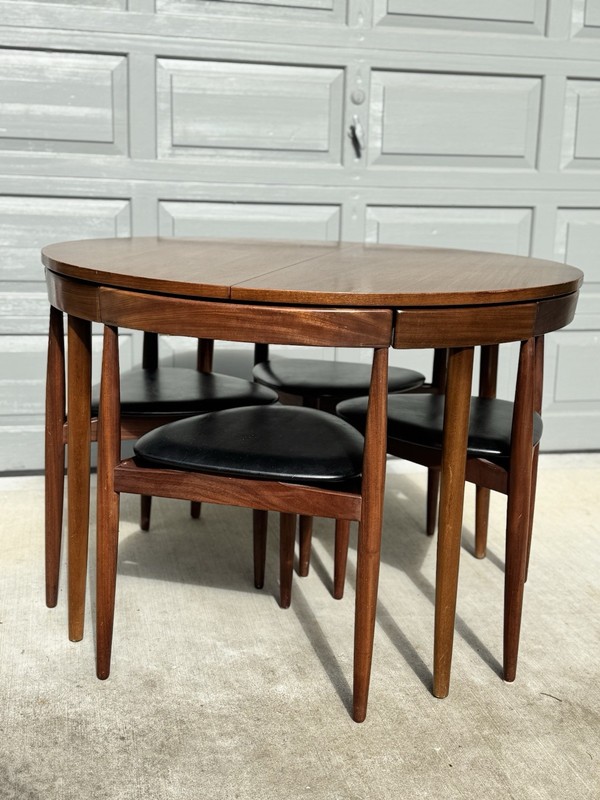 Mid 20th Century Danish Teak Hans Olsen for Frem Rojle Table and 4 Chairs Set gallery