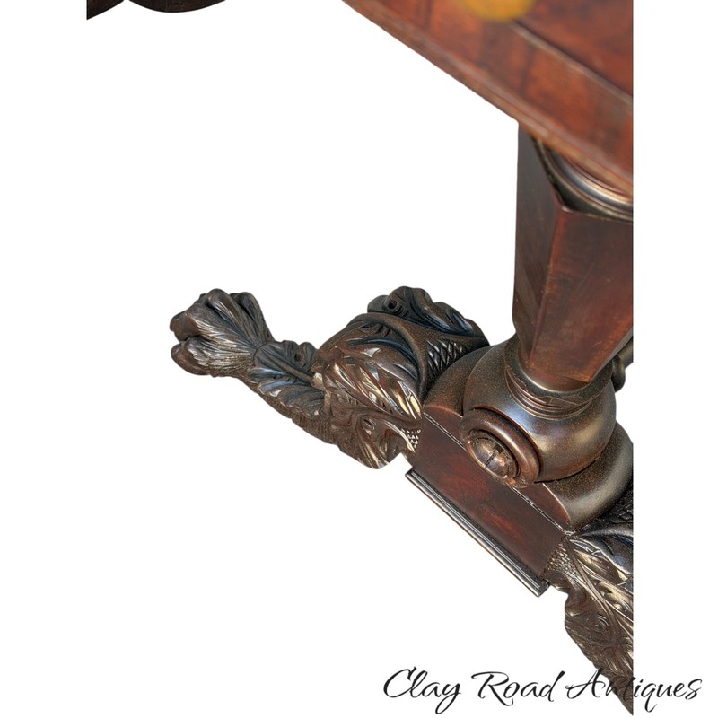 Antique Classical Paw ft empire breakfast dining table NY 1820 Mahogany Phyfe gallery