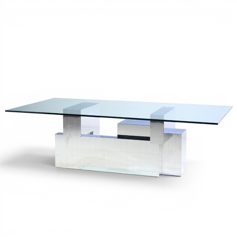 Paul Evans for Directional Cityscape Mid Century Chrome Dining Table gallery