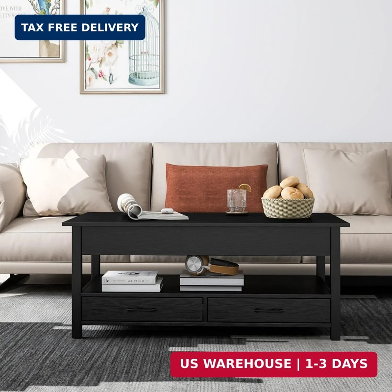 Panana Coffee Table, Lift Top Coffee Table with Hidden Compartment, 2 Drawers an gallery
