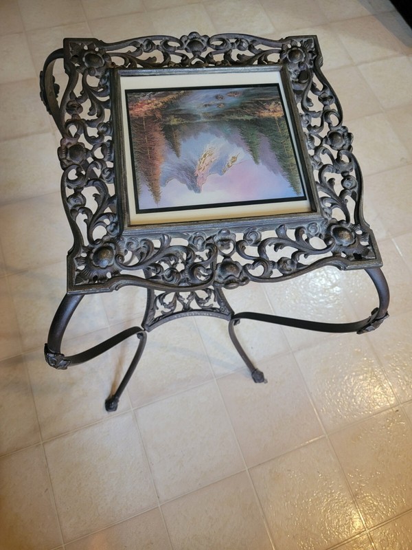 Vintage 19th Century Cast Iron Victorian Table 2 Tiers With Tile gallery