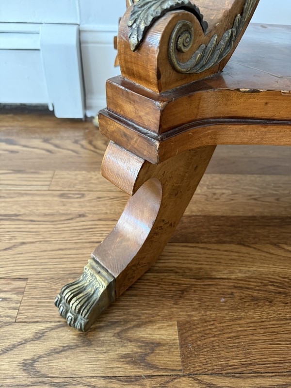 19th Century French Louis XVI Style Brass claw feet Mounted Empire Style Table gallery