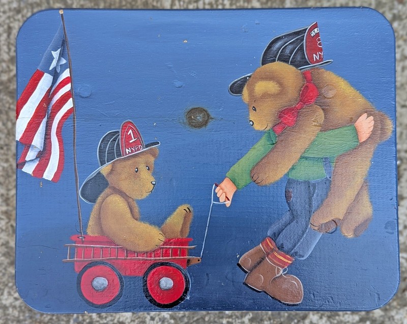Vintage Handmade Hand Painted Solid Wood Wooden Kids Foot Step Stool Stand Seat gallery