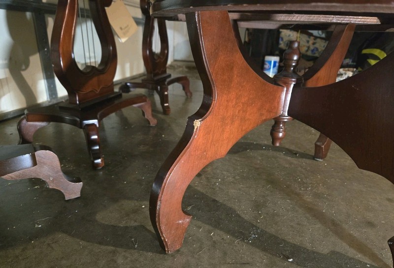 KIMBALL ROSE LYRE HARP ITALIAN MARBLE ACCENT AND COFFEE TABLE SET OF 5 gallery