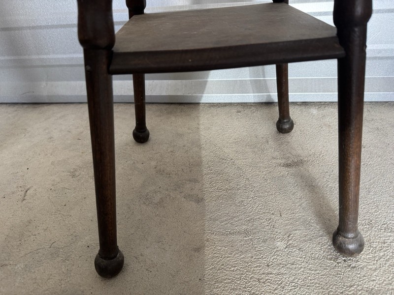💙RARE 1940s WWII Era Antique Victorian Turned Spool Oak Square Parlor Table 29” gallery