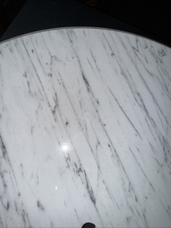 Vintage Solid Replacement 18” Marble Table Top (Italy) White & Gray Veining gallery
