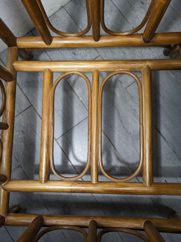 Vintage Boho Chic Coastal Bent Bentwood Bamboo Table Base Square Asian/Regency gallery