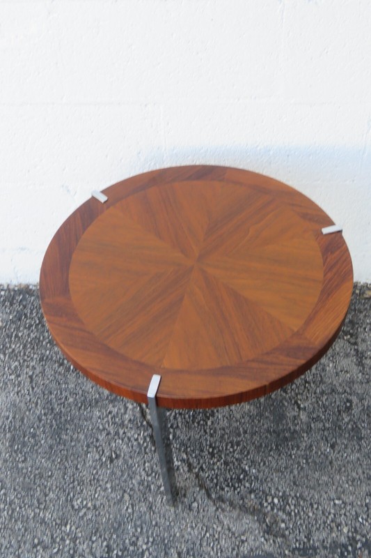 Lane Mid Century Modern Round Side End Lamp Small Coffee Table Chrome Legs 4921 gallery