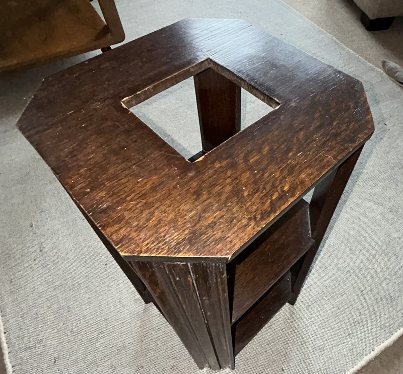 Heals Style Art Deco Octagonal Oak 3 Tiered Side/Smokers Table Circa 1930s gallery
