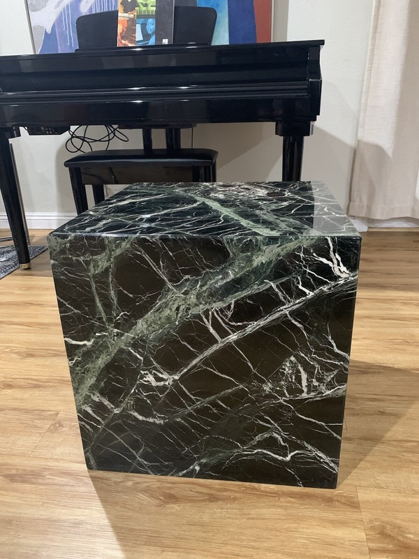 80's Circa Black Marble Cube Shape Pedestal/Table gallery