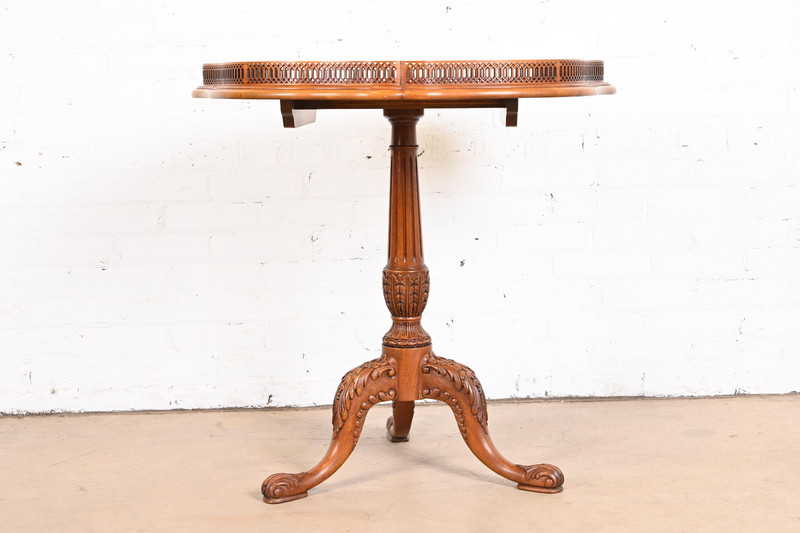 John Widdicomb English Chippendale Carved Mahogany Pedestal Tea Table gallery