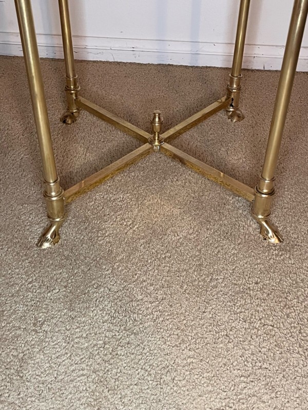 Labarge Midcentury Brass and Glass Hooved Feet table gallery